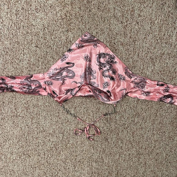 lace up silk bandana top - Picture 3 of 3